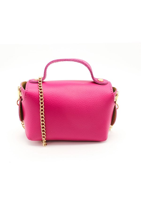 Pluspup Genuine Italian Leather Crossbody Bag with Chain Strap and Twist Lock Closure