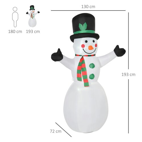 HOMCOM 6.5ft Inflatable Snowman Xmas Airblown Holiday Decoration Outdoor