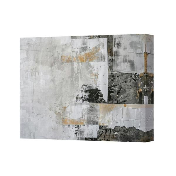 Benjamin Tate Design Abstract Grey White Canvas Art Print With Gold Accents On Wood Frame
