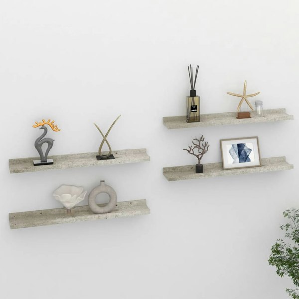Berkfield Wall Shelves 4 pcs Concrete Grey 60x9x3 cm