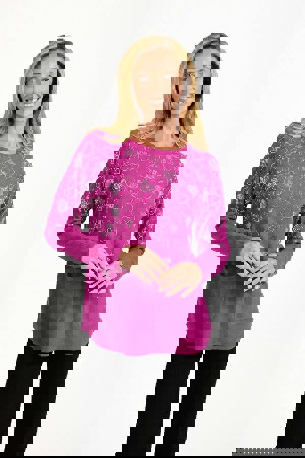 Heart Diamanté Embellished Batwing Pocket Jumper