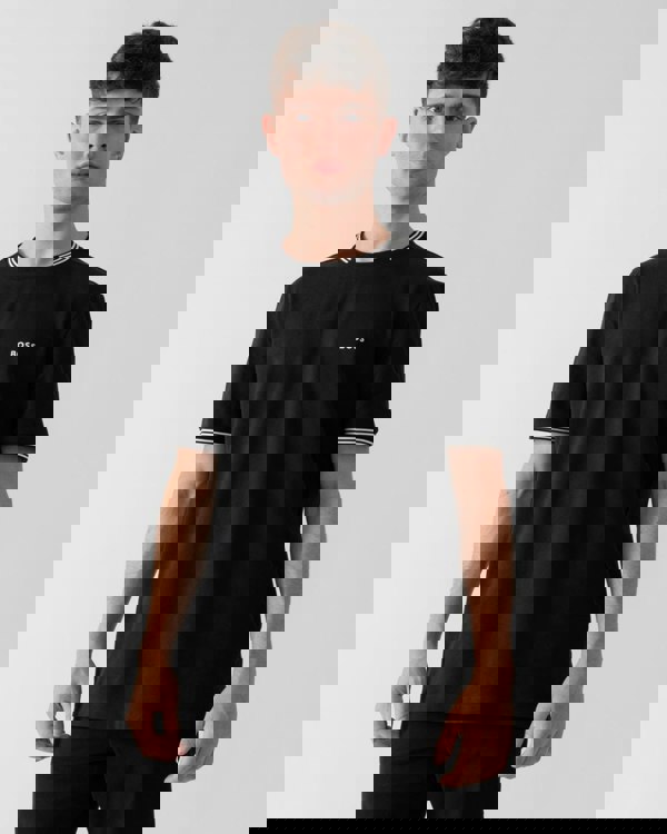 BOSS Green Taul Mens Stretch-Cotton T-Shirt with Stripes and Logo