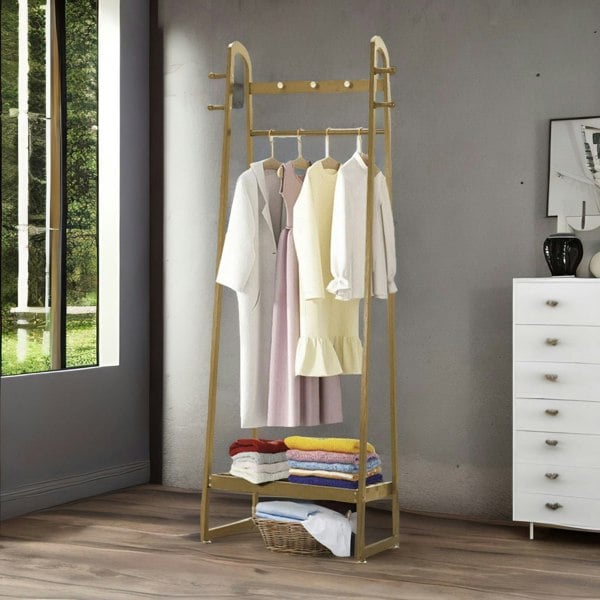 Rafaelo Mobilia Bamboo Natural Brown Open Clothes Rack