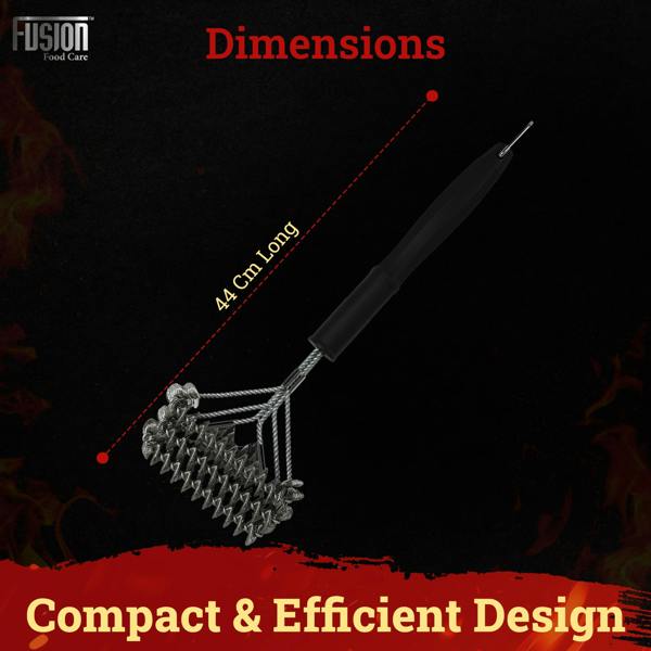 Fusion Food Care Fusion Food Wire Brush With Ergonomic Handle - Stainless Steel Helix Grill Cleaner with Scraper Bar & Ergonomic Handle