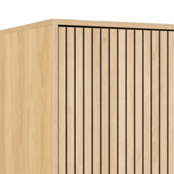Wyld Haus Bjork Natural Oak Wood and Black Panelled Wardrobe 4 Doors