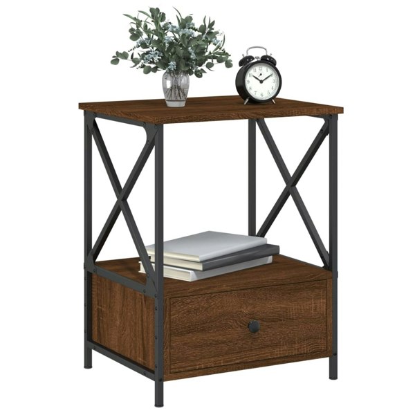 Berkfield Bedside Table Brown Oak 50x41x65 cm Engineered Wood
