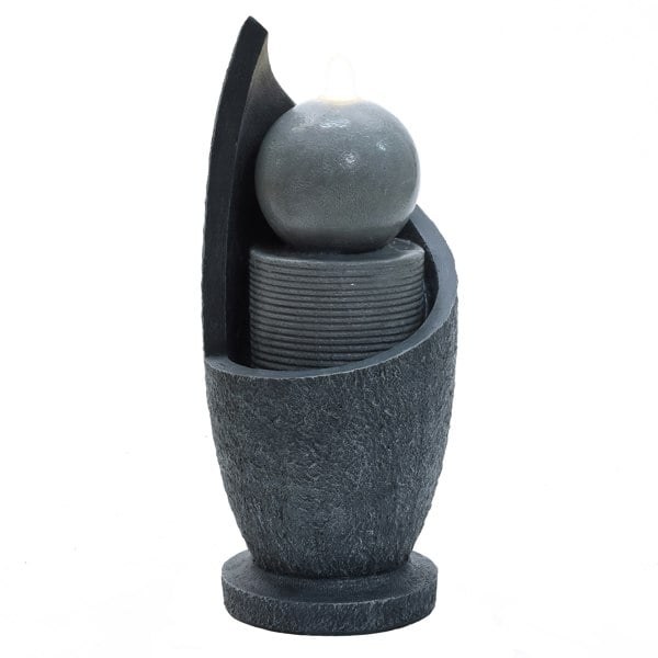 Zen Cascading Outdoor Garden Water Feature Fountain with LED Lighting - Mains Powered