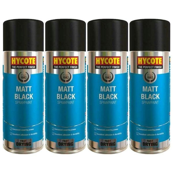 Hycote 4X Hycote Matt Black Spray Paint 400ml