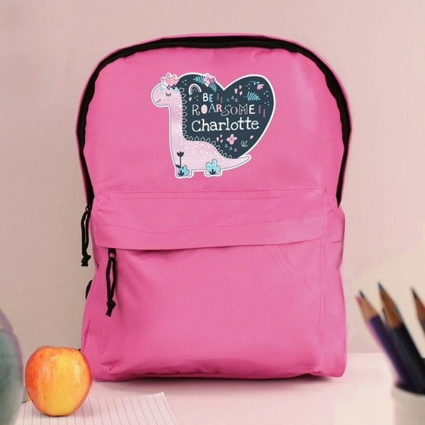 Personalised Memento Company Personalised Dinosaur Pink Backpack