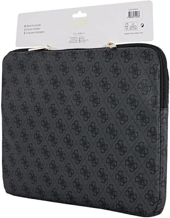 Guess 4G Zipper Pocket Triangle Logo Laptop Sleeve for 14" MacBook Black - GUCS14ZP4DPTK