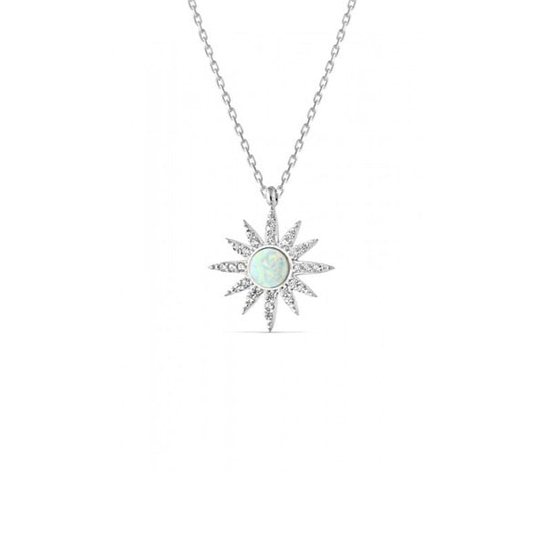 White Opal Sun Sterling Silver Necklace - Spero London