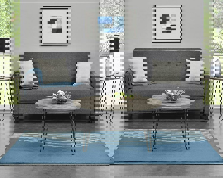 Dorel Home Owen Retro Round Coffee Table in Distressed Grey Oak