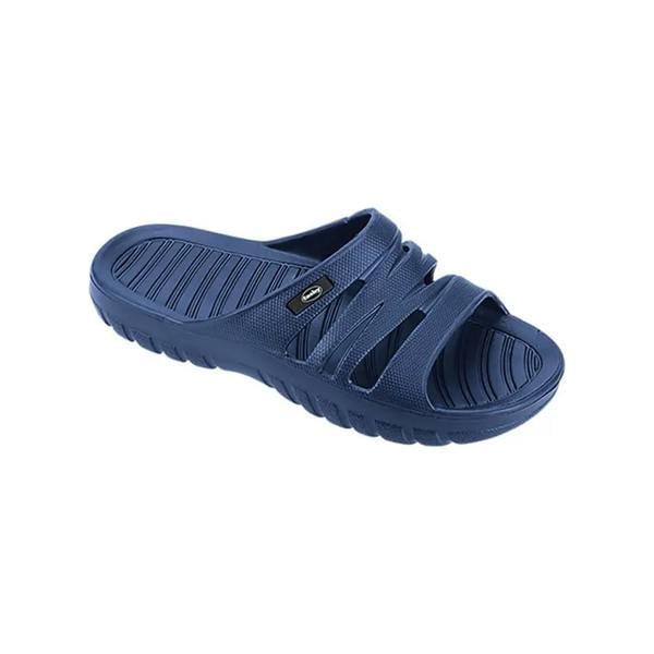 Navy blue Fashy Seafield pool slipper with textured straps and rubber soles