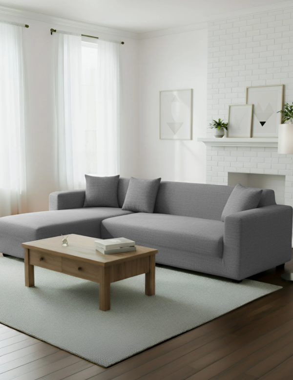 Anyseat 4 Seater Sofa Cover Plain Ash Grey Style and Protection For Living Room Sofa Chair Elastic Stretchable Slipcover