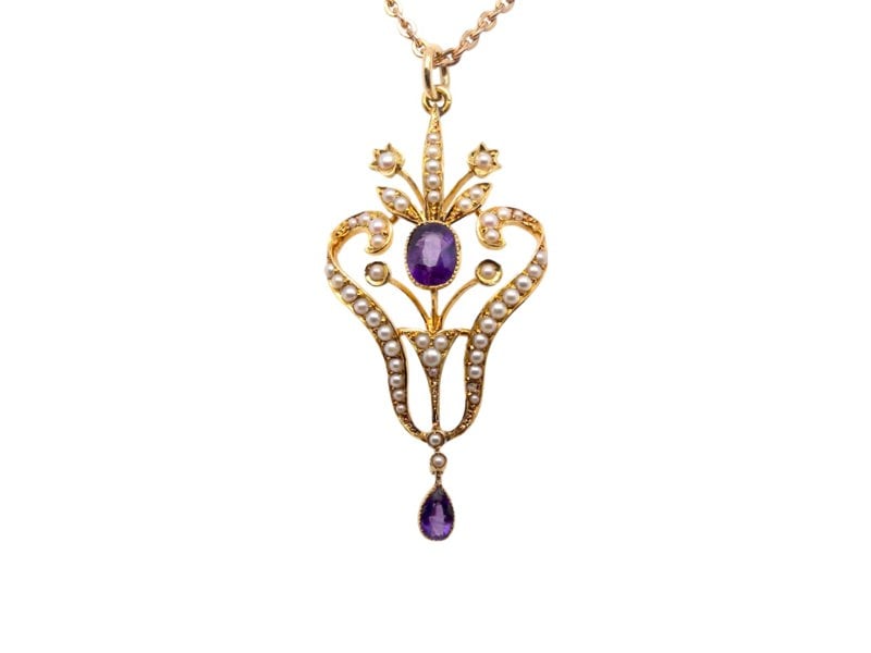 Vintage Tom A Victorian Amethyst and Pearl pendant