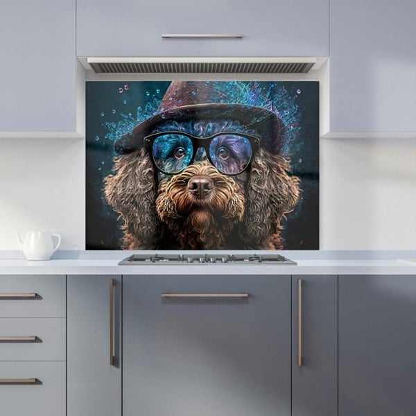 Warren Reed - Designer Labradoodle Dog With Glasses Splashart Kitchen Splashback