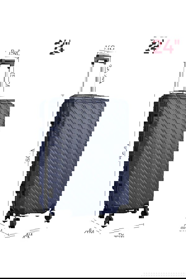 Living and Home Hardshell Rolling Luggage Trolley Travel Suitcase - 24" Blue