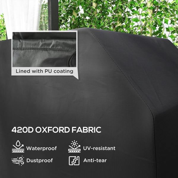 Black protective grill cover with diagonal panel seams and PU-coated lining.