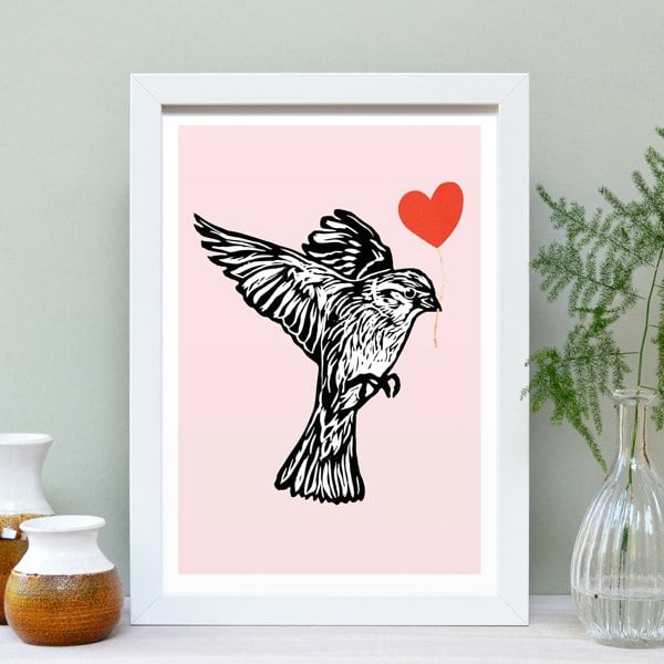 Hands & Hearts Hedge Sparrow feathered friends print