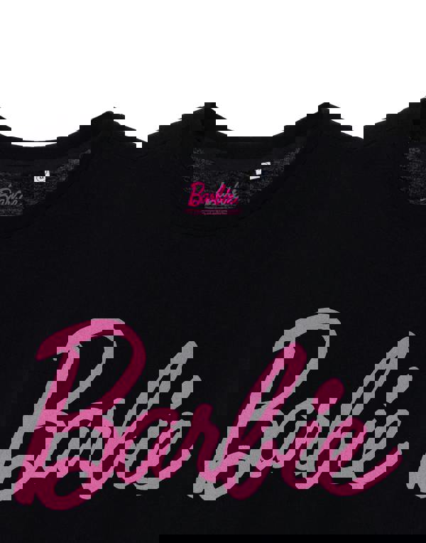 Barbie Womens Black Classic Logo Short Sleeved T-Shirt