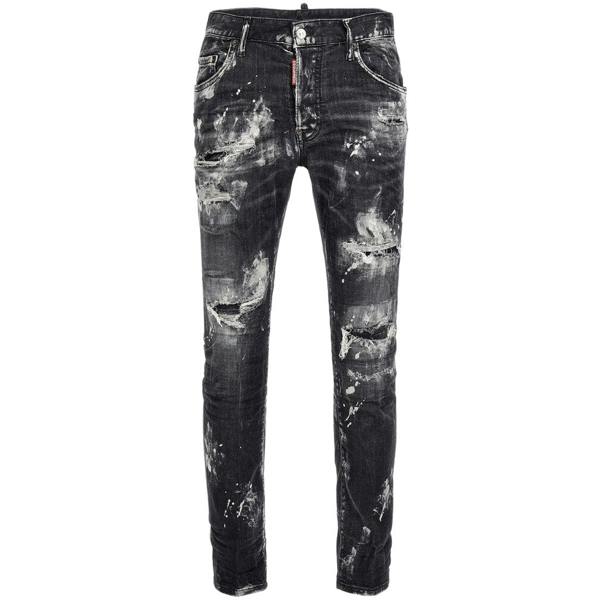 DSQUARED2 Super Twinky Jean Destroyed Paint Effect Black Jeans W28