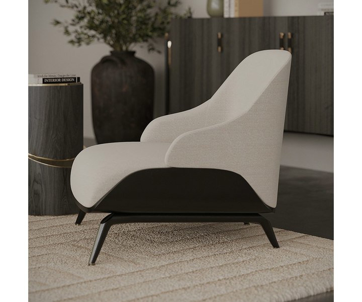 Modern luxury seating with the Brigid Armchair in black oak matte wood.