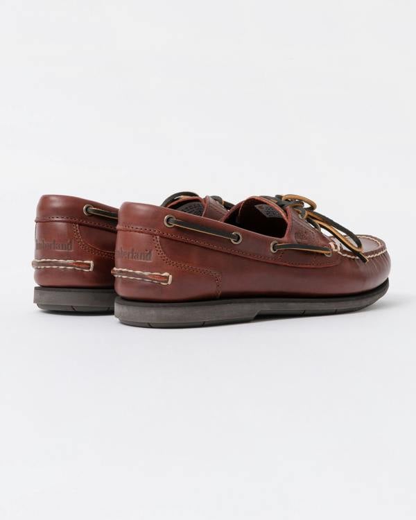 Timberland Mens Classic 2-Eye Leather Boat Shoe - Brown