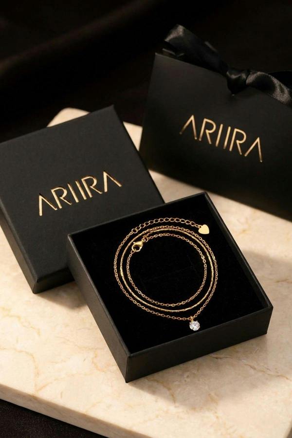 ARIIRA Hara Layered Gold Tone Solitaire Pendant