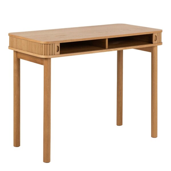 Wyld Haus Copenhagen Natural Oak Wood Etched Office Desk 2 Tambour Doors