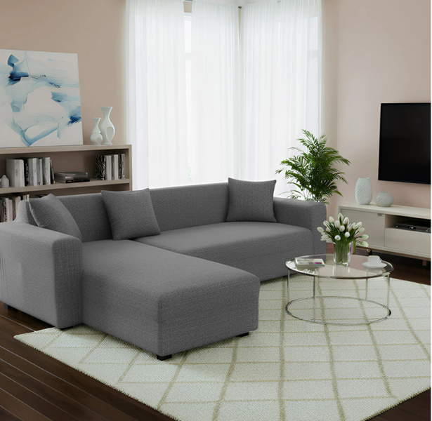 Anyseat 4 Seater Sofa Cover Plain Grey Style and Protection For Living Room Sofa Chair Elastic Stretchable Slipcover