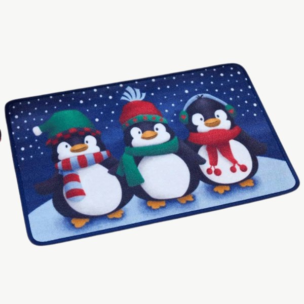 Samuel Alexander 60cm x 40cm Frosty Penguins Fabric Christmas Doormat