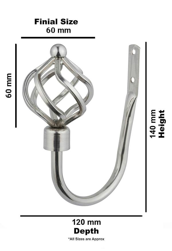A.Unique Home Pair of Twisted Metal Metal Holdbacks (Pair of Holdbacks) - Brushed Steel