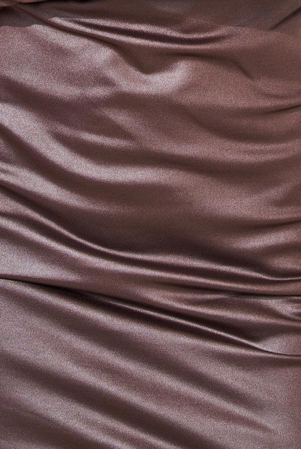 Faux Leather Cut Out Sheath Midi Dress - Brown DR3724