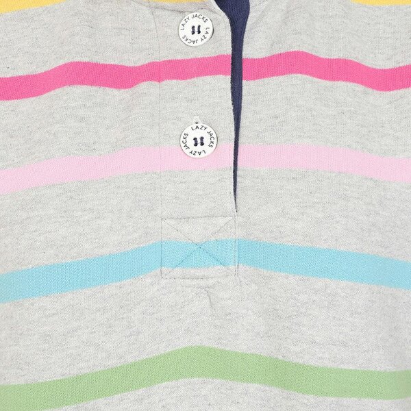 Lazy Jacks LJ6 - Striped Button Neck Sweatshirt - Winter Brights