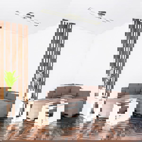 Modern LED Strip Ceiling Light Fitting in Brushed Nickel Perfect for Kitchens Image 5