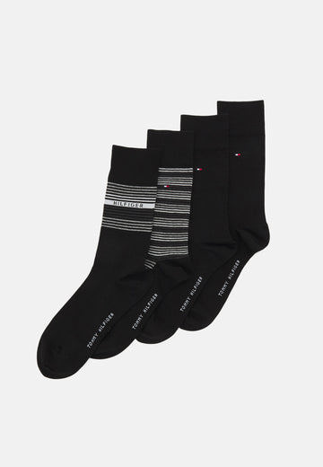 Tommy Hilfiger Men's Mixed Black Style 4 Pack Socks Gift Box (Size 6-11 UK)