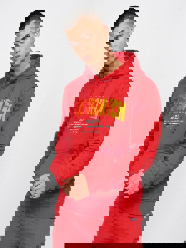 Crosshatch Flocked Hoodie Red