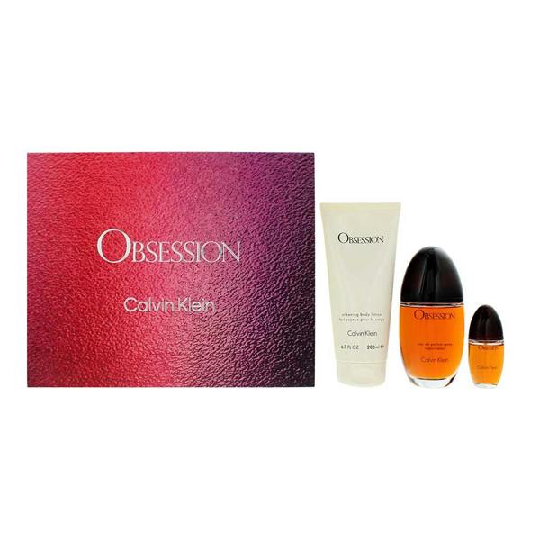 Obsession Calvin Klein Obsession For Women 3 Piece Gift Set: Eau de Parfum 100ml - Body Lotion 200ml - Eau de Parfum 15ml