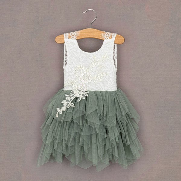 Sage Green applique dress 
