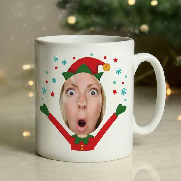 Personalised Photo Christmas Elf Mug - alternative angle