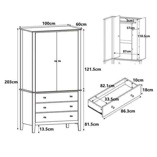Core Products Henley 2 Door & 3 Drawer Modern Wardrobe