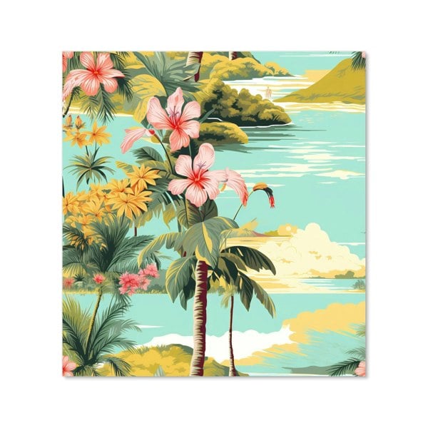 Warren Reed - Designer Palm Trees and Hibiscus Kitchen Splashback