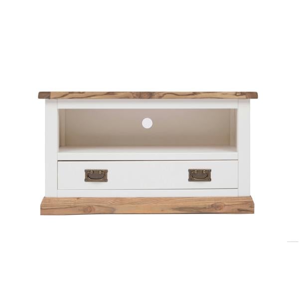Tropea Off White 1 Drawer TV Cabinet Brass Drop Handle