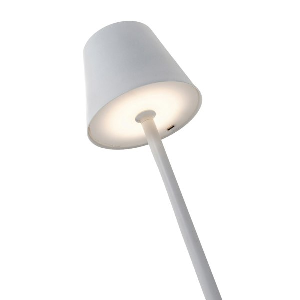 Tall White Rechargeable Touch Dimmable Table Lamp with Metal Shade Image 3