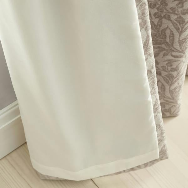Bianca Chenille Leaves Lined Eyelet Curtains Natural