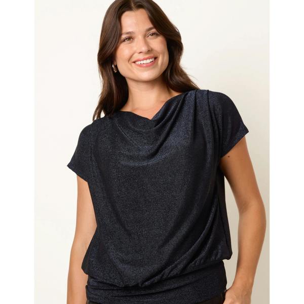Blue Vanilla Cowl Neck Draped Top