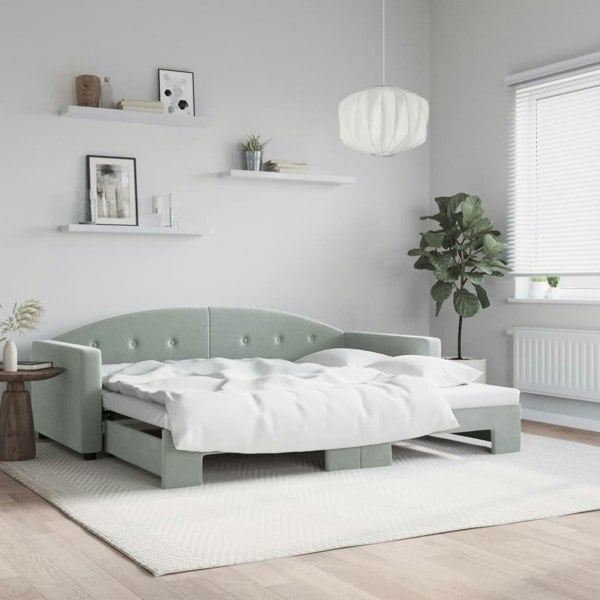 Berkfield Daybed with Trundle Light Grey 90x190 cm Velvet