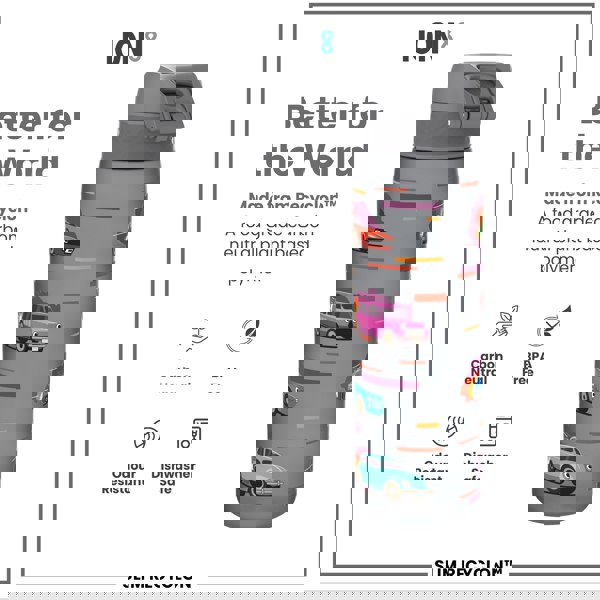 ION8 Leak Proof Slim Water Bottle, Recyclon, Sport Cars, 500ml (18oz)