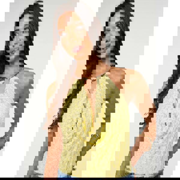 Pink Vanilla Lace Bodysuit With Halter Gold Trim