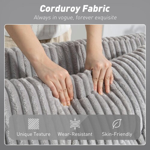 Wyld Haus Lore Light Grey Corduroy 2 Seater Click Clack Sofa Bed